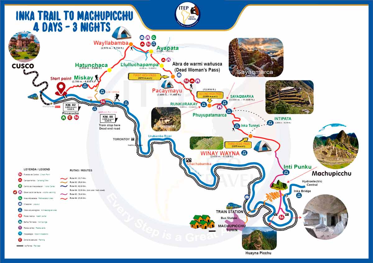 Inca trail 4 Days Map