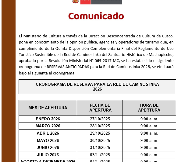 Apertura oficial de reservas para el Camino Inca 2026: nuevas fechas confirmadas