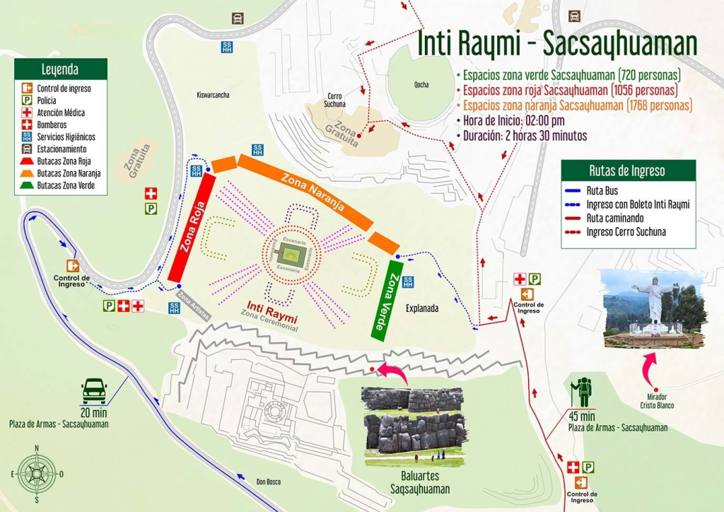 Mapa de Inti Raymi en Sacsayhuamán