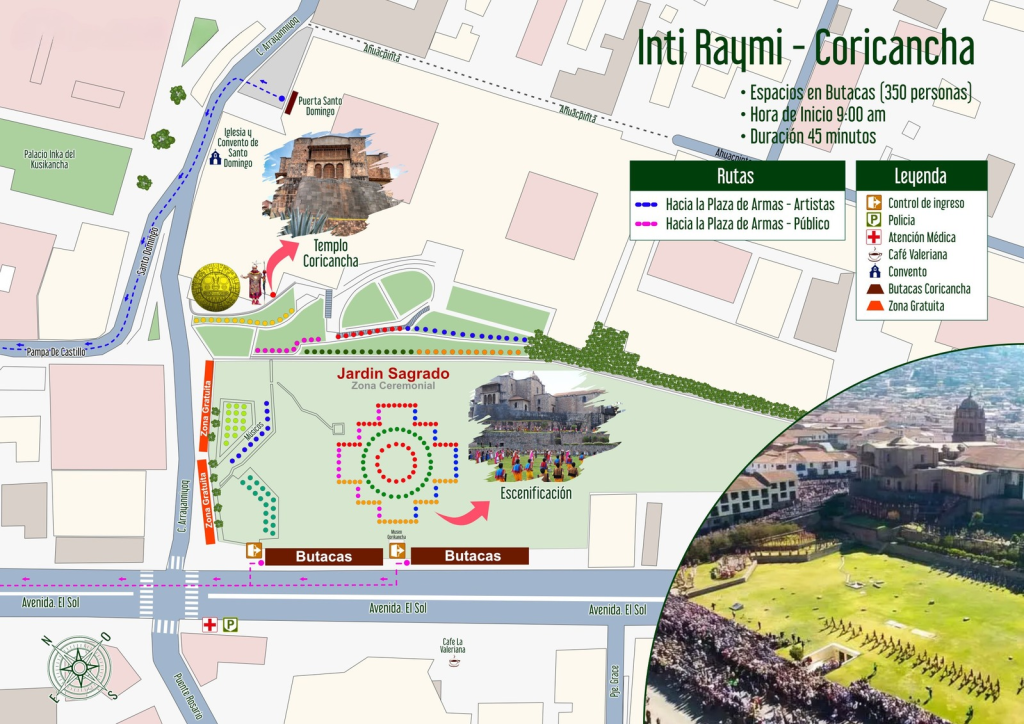 Mapa de Inti Raymi en Qoricancha