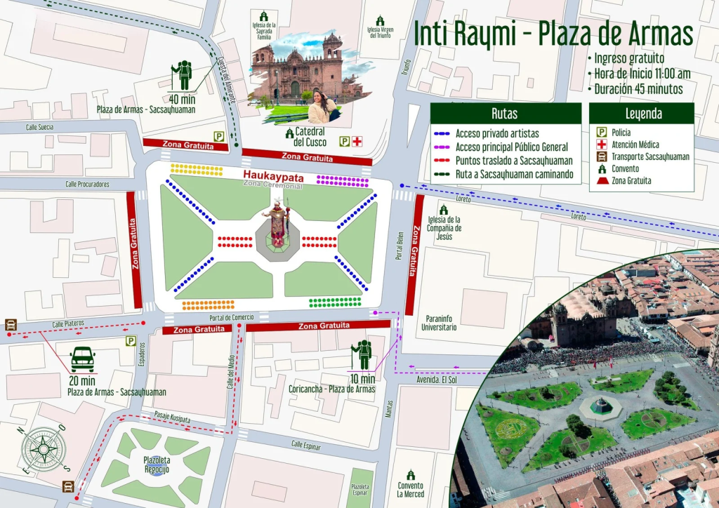 Mapa de Inti Raymi en Huacaypata