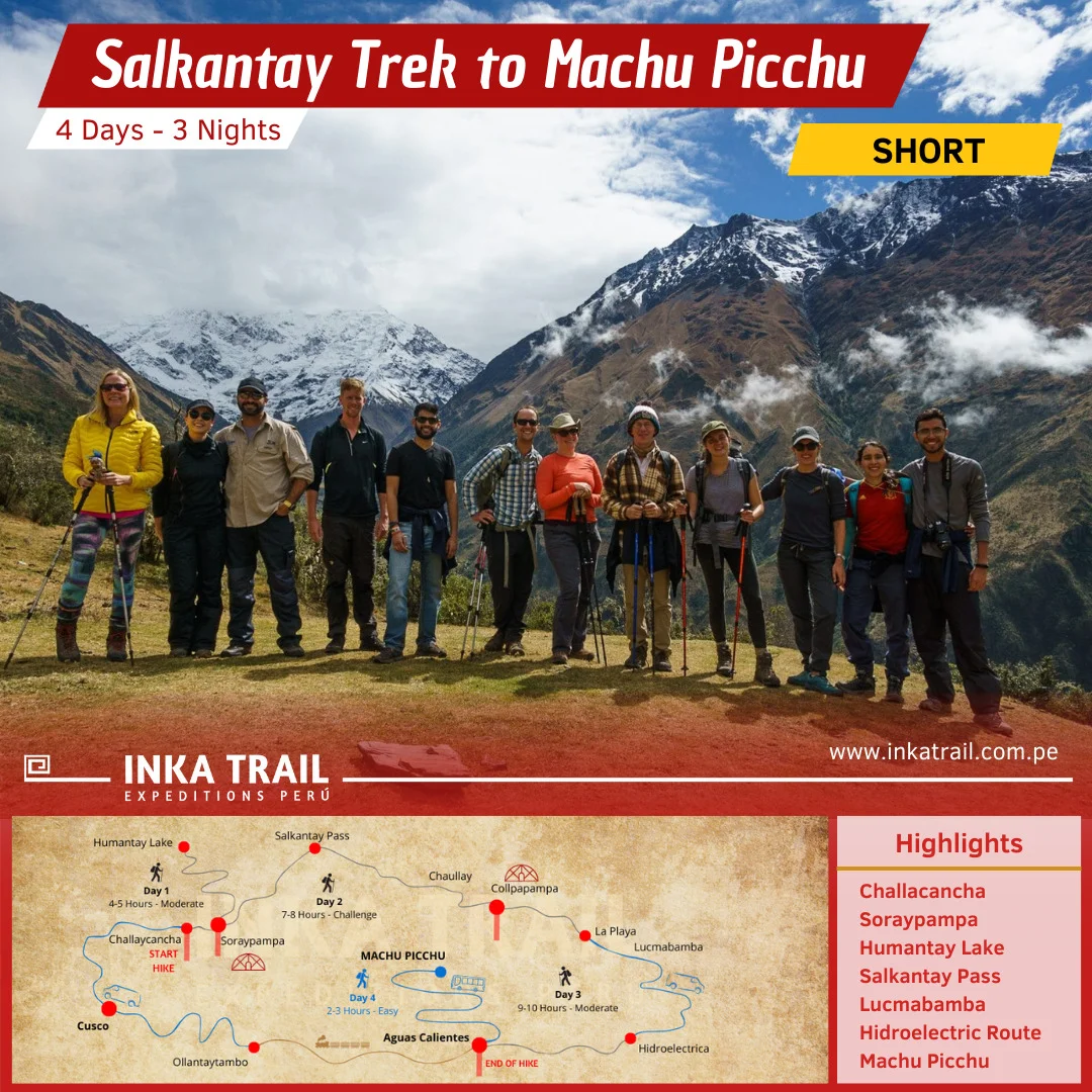 Trilha Sagrada Salkantay até Machu Picchu em 4 dias