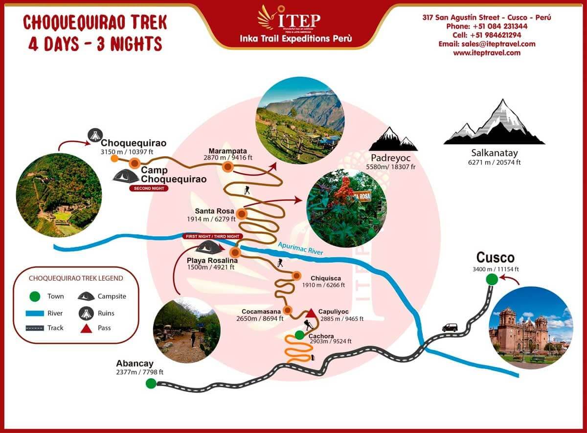 Choquequiraw Trek 4 days map