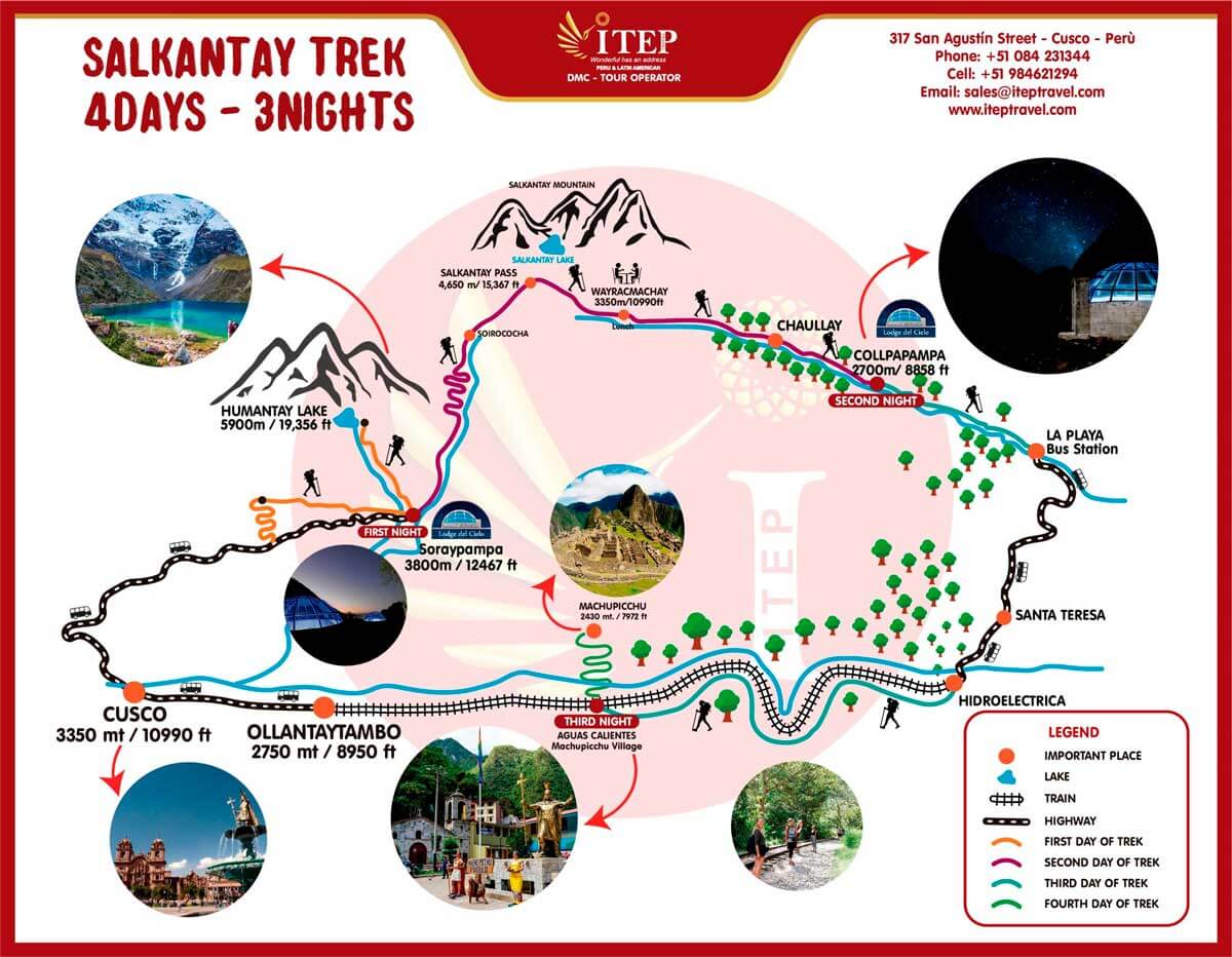 Sacred Short Salkantay Trek to Machu Picchu in 4 days map