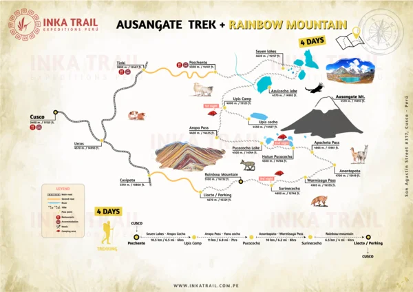 Ausangate Trek and Rainbow Mountain, Vinicunca 4 Days map