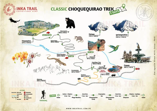 Choquequirao Trek - The Cradle of Gold - 5 days map