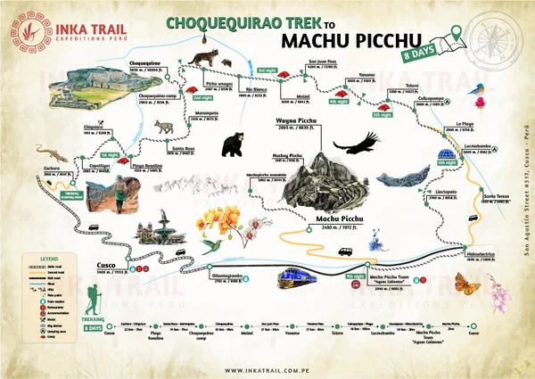  Choquequirao Trek to Machu Picchu 8 Days map