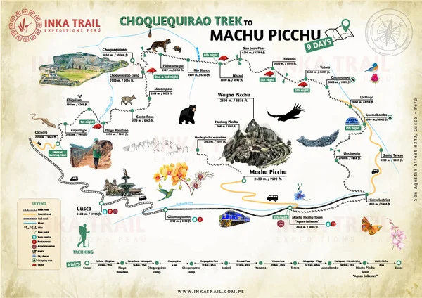 Choquequirae Trek to Machu Picchu 9 Days map