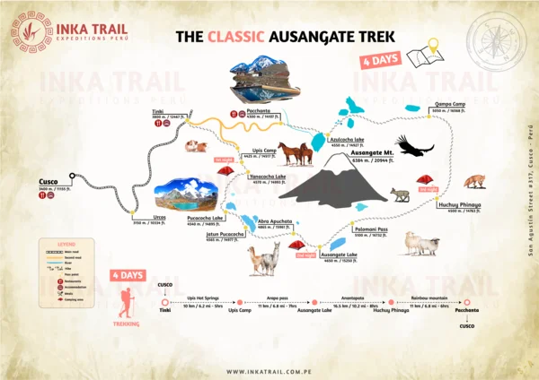 Ausangate Trek 4 Días: Aventura al Nevado Sagrado de los Andes mapa
