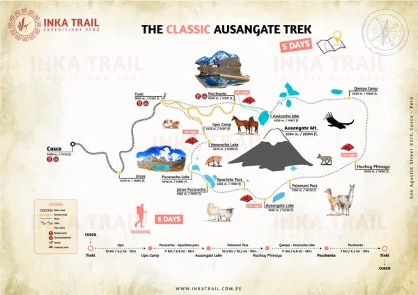 Ausangate Trek 5 Días: Aventura al Nevado Sagrado de los Andes mapa