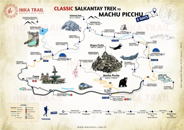 Sacred Salkantay Inca Trail to Machu Picchu in 5 Days map