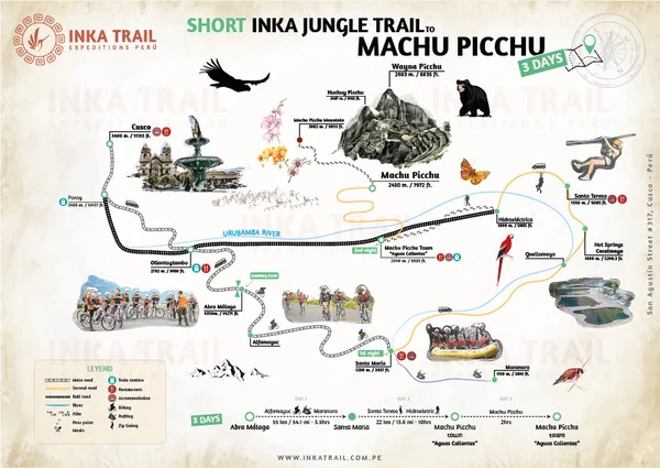Adventure Inka Jungle Trek to Machu Picchu in 3 Days  map