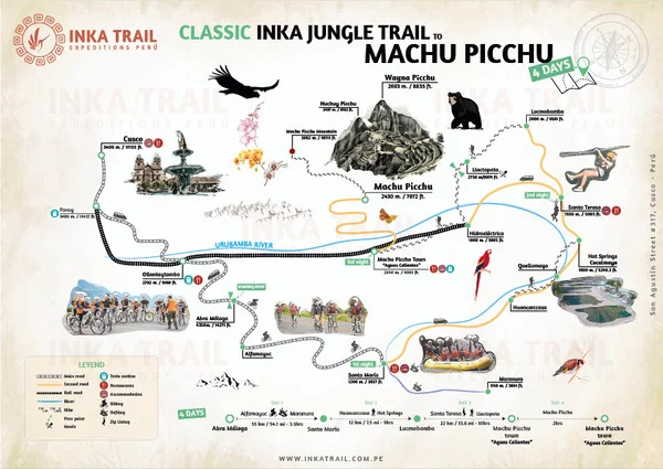 Aventura Inca Jungle Trek a Machu Picchu en 4 Días mapa