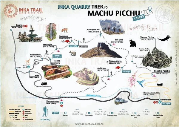 Caminata Puerta del Sol: Cachicata a Machu Picchu mapa