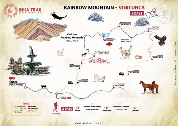Rainbow Mountain “Vinicunca” in 2 days map