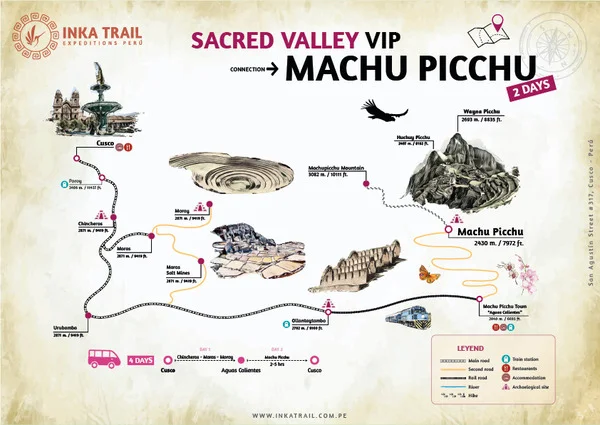Salt Mines and Moray to Machu Picchu in 2 days map