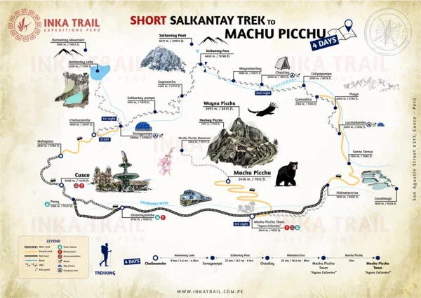 Sacred Salkantay Trek to Machu Picchu in 4 days map